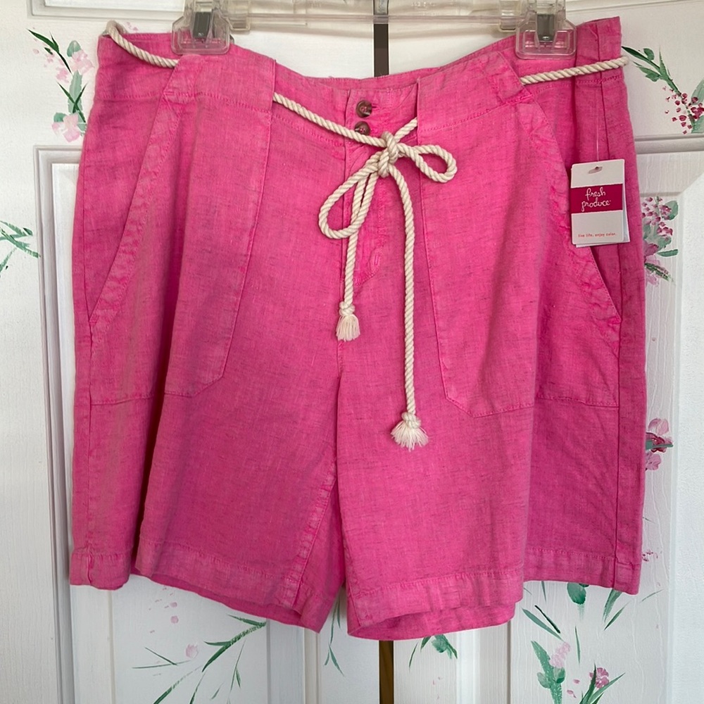 NWT Fresh Produce Cotton Shorts, Rope, Zipper, & Buttons Closure, 2 Pocket